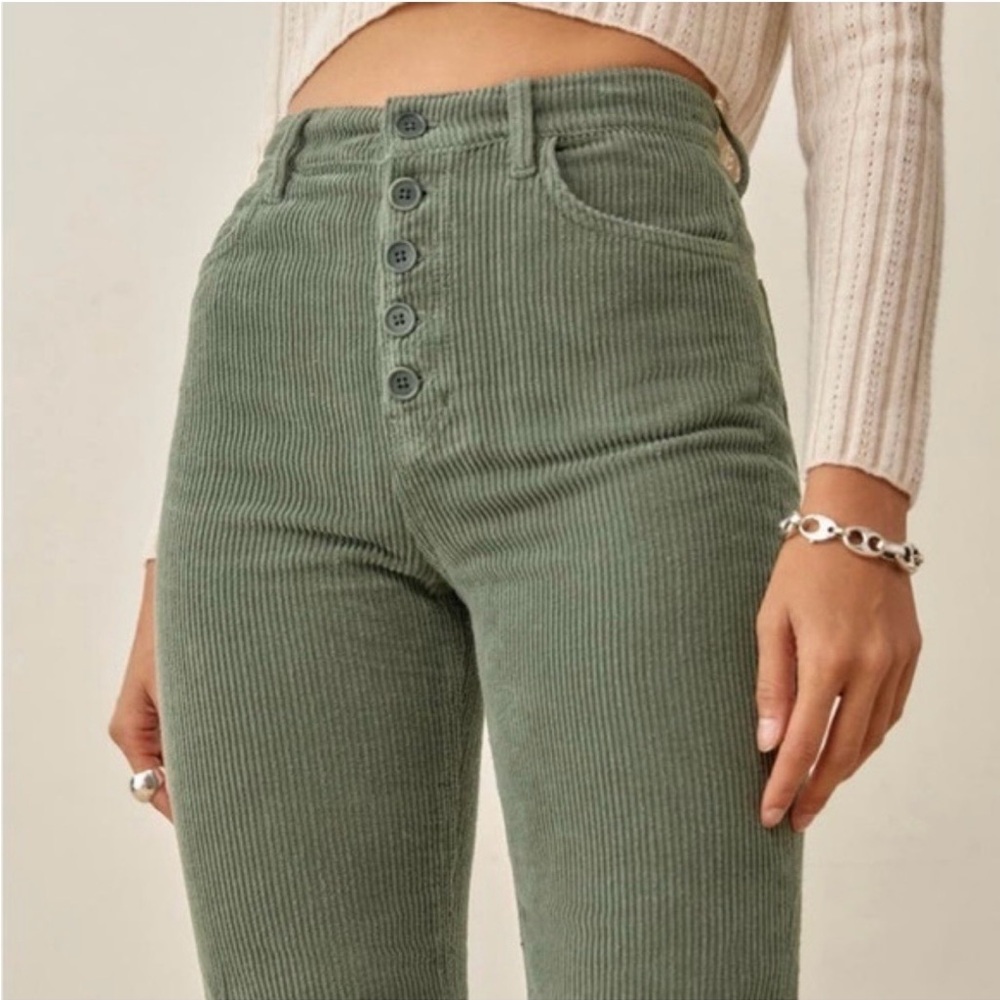 Reformation olive green corduroy pants.